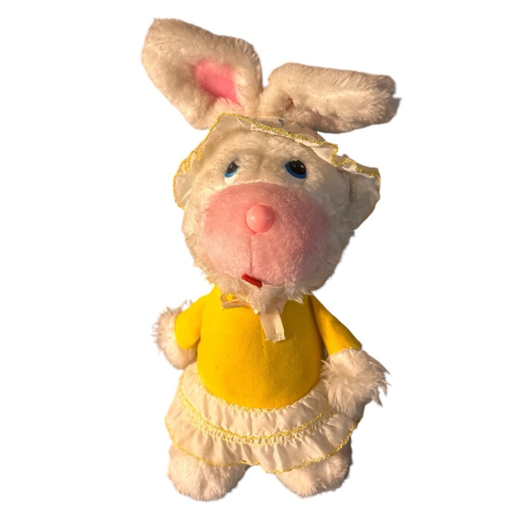 Vintage 1983 Stuffed Animal Toy Imports Ditsy Bonnet Bunny Rabbit 10” 80s Plush